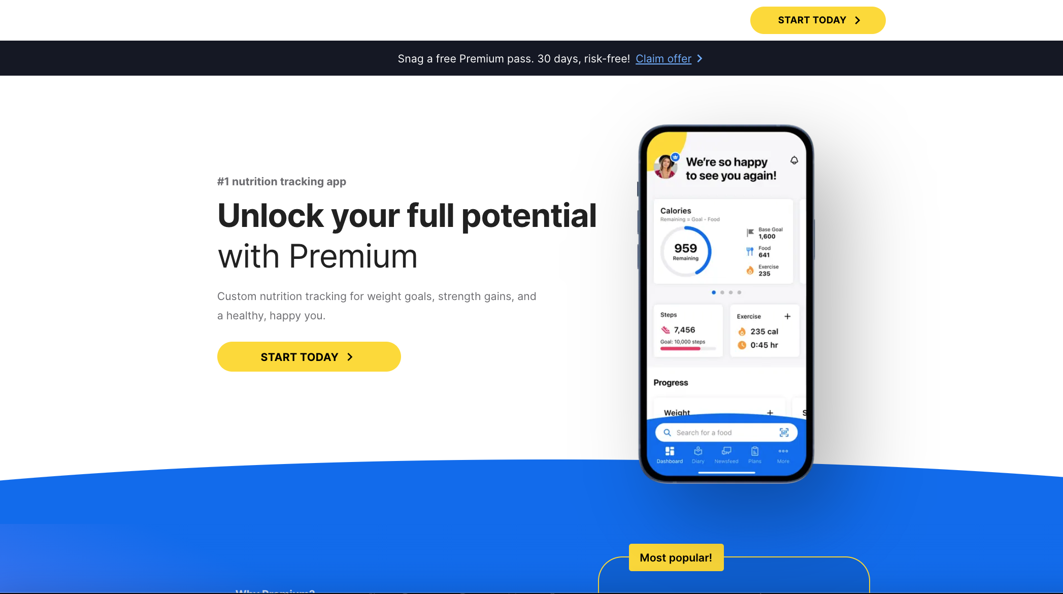 Premium landing page